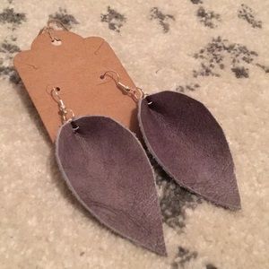 Handmade silver petal leather earrings
